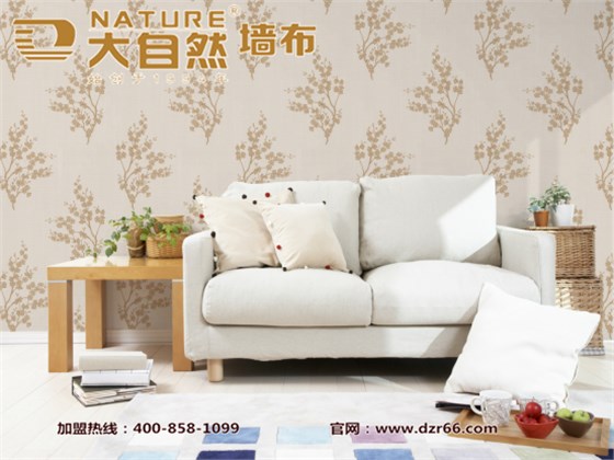 大自然無(wú)縫墻布客廳沙發(fā)效果圖